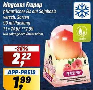 Kingcans Frupop - pflanzliches Eis auf Sojabasis, 90 ml
