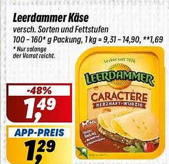 Leerdammer Käse - verschiedene Sorten und Fettstufen