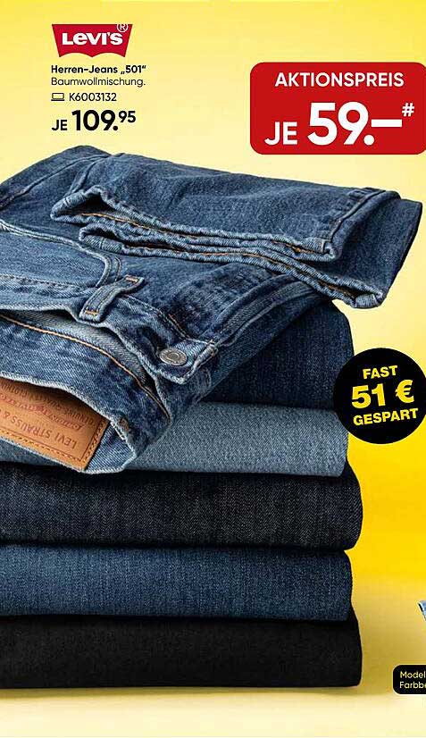 LEVI'S Herren-Jeans „501“ Baumwollmischung