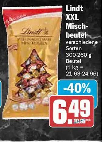 Lindt XXL Mischbeutel verschiedene Sorten 300-260 g Beutel
