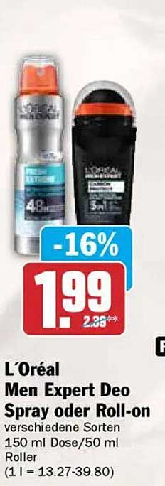 L’Oréal Men Expert Deo Spray oder Roll-on verschiedene Sorten