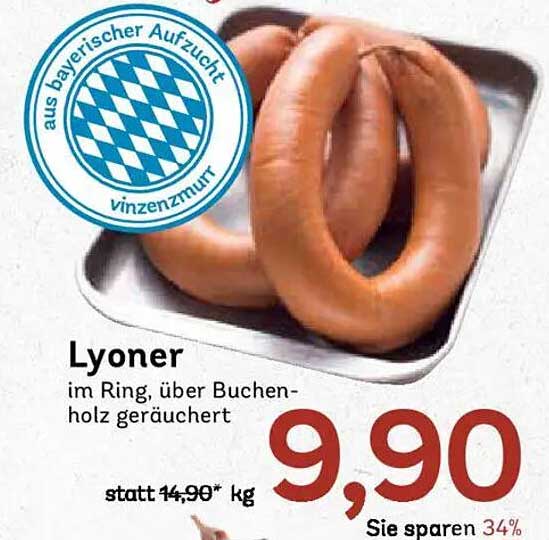 Lyoner im Ring, über Buchenholz geräuchert