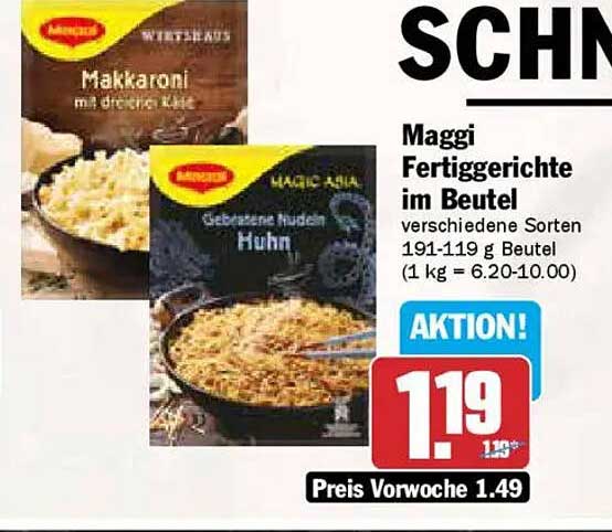 Maggi Fertiggerichte im Beutel - verschiedene Sorten