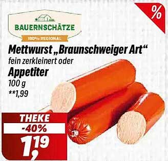 Mettwurst "Braunschweiger Art" - fein zerkleinert oder Appetiter