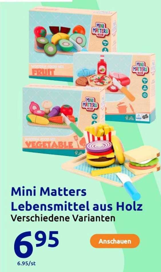 Mini Matters Lebensmittel aus Holz - Verschiedene Varianten