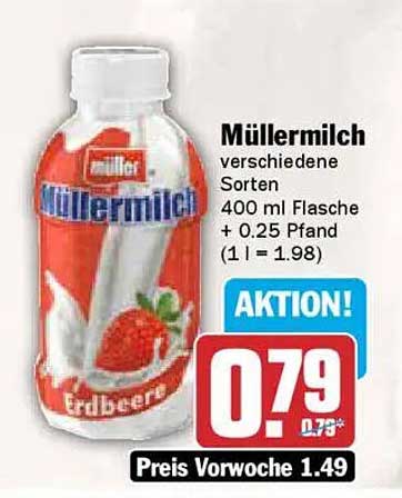 Müllermilch verschiedene Sorten 400 ml Flasche