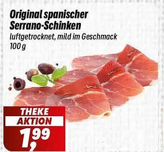 Original spanischer Serrano-Schinken, luftgetrocknet, mild im Geschmack 100 g