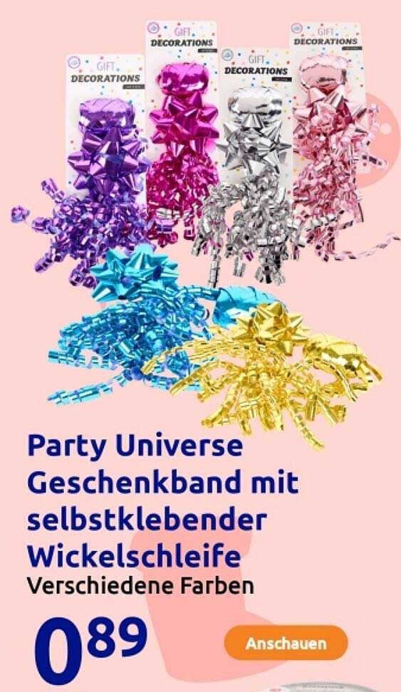 Party Universe Geschenkband mit selbstklebender Wickelschleife - Verschiedene Farben
