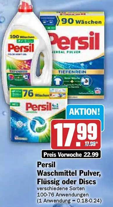 Persil Waschmittel Pulver, Flüssig oder Discs 100-76 Anwendungen