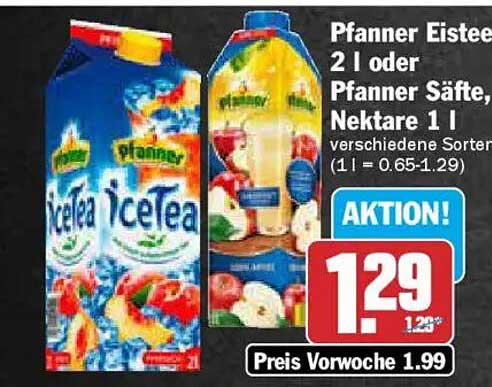Pfanner Eistee 2 l oder Pfanner Säfte, Nektare 1 l - Verschiedene Sorten