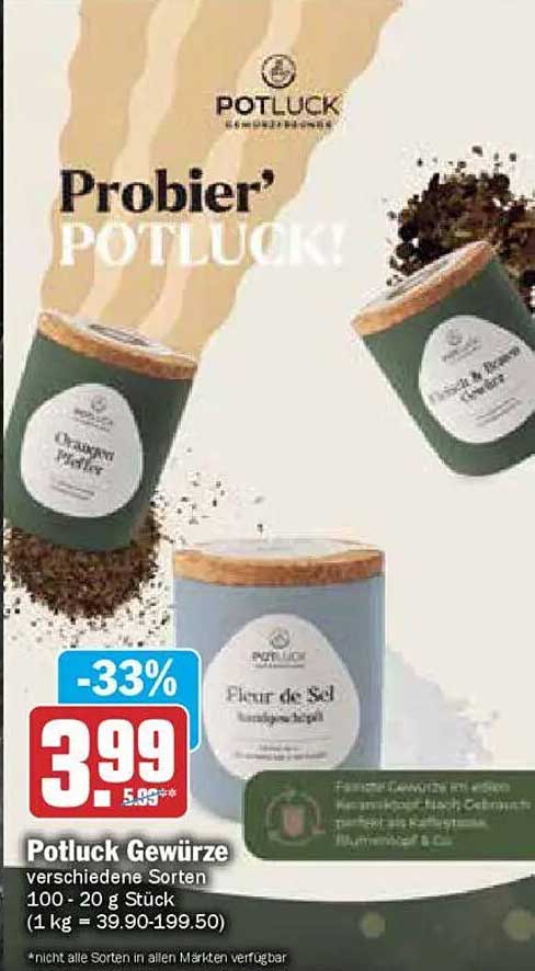 Potluck Gewürze verschiedene Sorten 100 - 20 g Stück