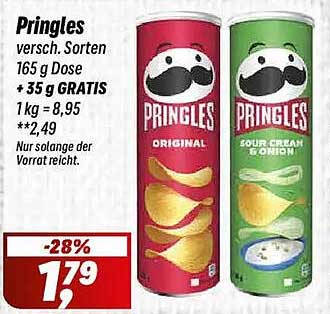 Pringles - verschiedene Sorten 165 g Dose + 35 g GRATIS