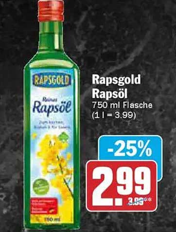 Rapsgold Rapsöl 750 ml Flasche