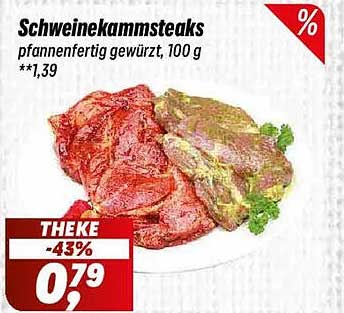 Schweinekammsteaks, pfannenfertig gewürzt, 100 g