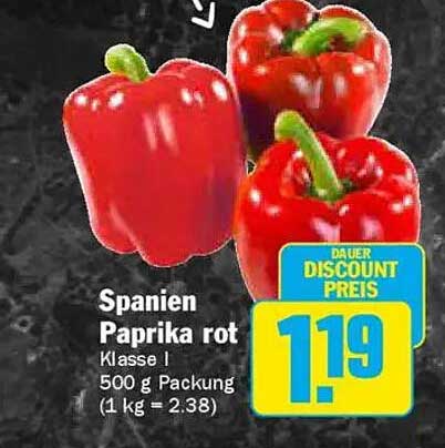 Spanien Paprika rot Klasse I 500 g Packung