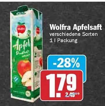 Wolfra Apfelsaft verschiedene Sorten 1 l Packung