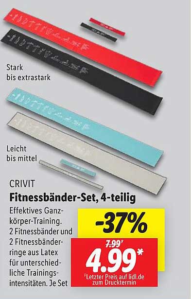 CRIVIT Fitnessbänder-Set, 4-teilig