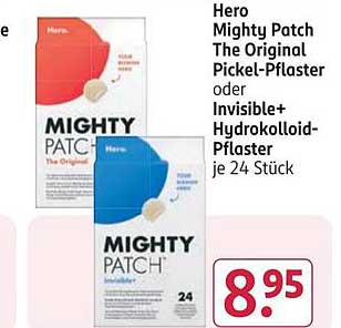 Hero Mighty Patch The Original Pickel-Pflaster oder Invisible+ Hydrokolloid-Pflaster je 24 Stück